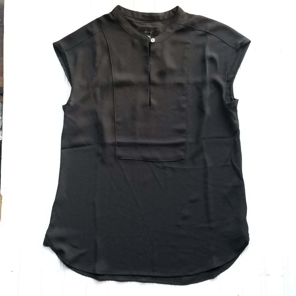 New J. Crew Black Blouse Cap Sleeve Top XXS - Picture 1 of 9